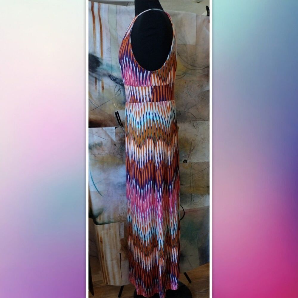 Allison Britney Multi Colored, Halter Style, Maxi Dress Size L